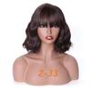 Women's Short Wave Hair Fashion Wine Red Synthetic Wig with Bangs(color:18 Colors)