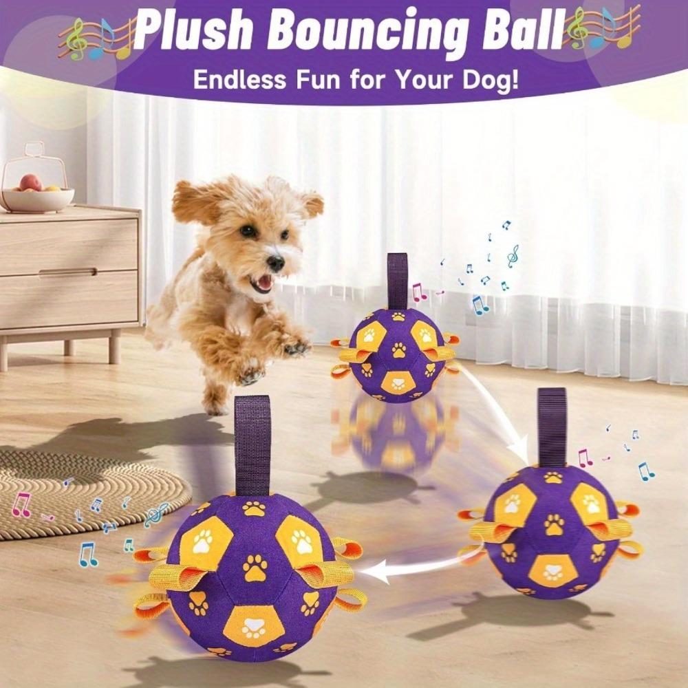Squeaky Inflatable Dog Toy Ball Plush Soccer Durable Chew Training Interactive Play for Puppies Pets