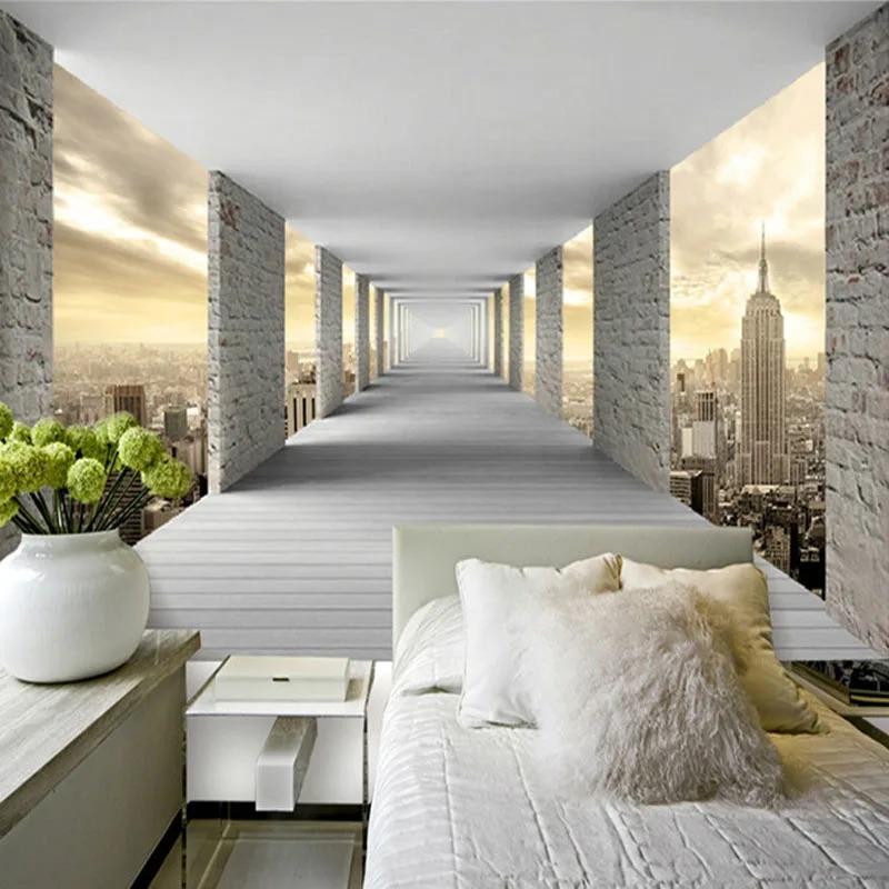 Modern Simple Mural Wallpaper 3D Stereo Geometry City Building Photo Wall Paper Personality Creative Living Room Bedroom Fresco