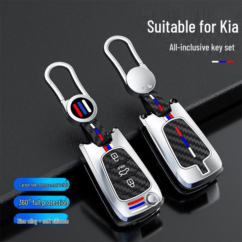 Kia K Series Key Case for K2, K3, Sportage, K4, and KXCROS - Men's Metal Shell with Buckle