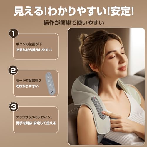 Liaolee Neck Care Relaxation Device for Neck, Shoulders, Waist, Back, and Thighs, with Heating Function, Cordless, USB Rechargeable, Adjustable Intens