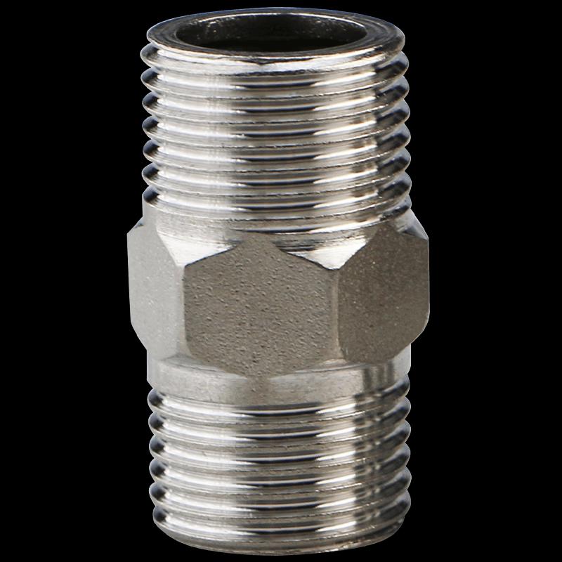 304 Stainless Steel Double Male Thread Pipe Connector (2-Pack)