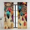 Dreamy Feather Printed Curtains Suitable Bedrooms Living Rooms Home Decoration Family Christmas Curtain Made Of Polyester Washable Great Room Ready