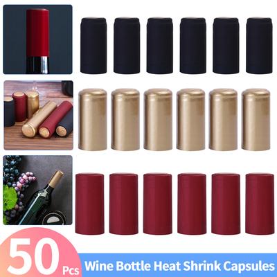 50Pcs Wine Bottle Heat Shrink Capsules Flaskules Heat Shrinkable Cap Shrink Film for Straight Mouth Bottle for Household Kitchen
