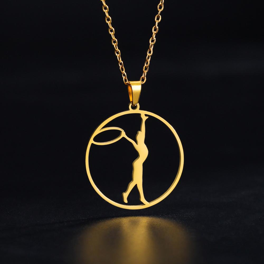 My Shape Artistic Gymnastics Pendant Necklaces Women Girl Dancer Sports Stainless Steel Basketball Player Chain Choker Jewelry