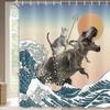 Funny Cat Printed Shower Curtain Cute Dinosaur Ocean Wave Nautical For Bathroom Decor