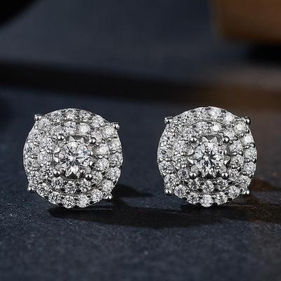 D VVS Silber Vollrunde Moissanit Hochzeitsohrringe für Bräute Diamant Ohrstecker mit Zertifikaten