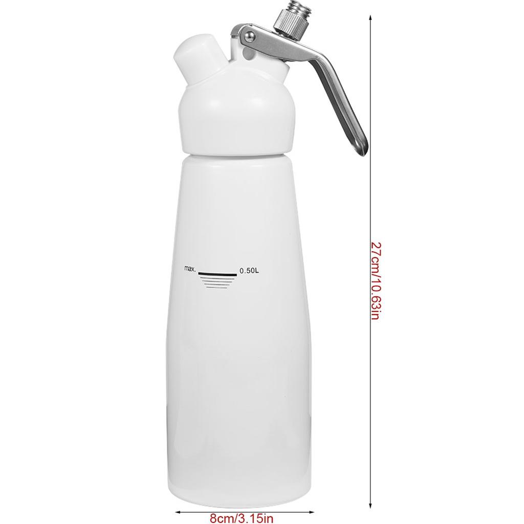 500mL Aluminum Whipped Dessert Cream Butter Dispenser Whipper Foam Maker with 3 Nozzles (White)