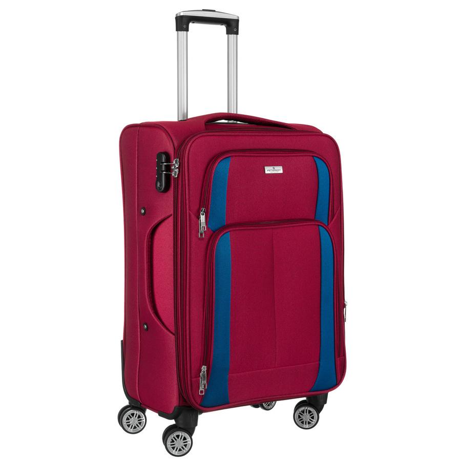 Soft Polyester Cabin Suitcase In Red and Blue - Peterson