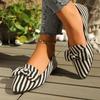 Flat Shoes Spring Pointed Head Shallow Mouth Cloth Surface Striped Butterfly Knot Soft Sole Non-slip Wear-resistant Single Shoes