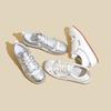 Korean silver German training shoes for women's 2025 summer new bow inner height increase sports board shoes ballet style casual trend