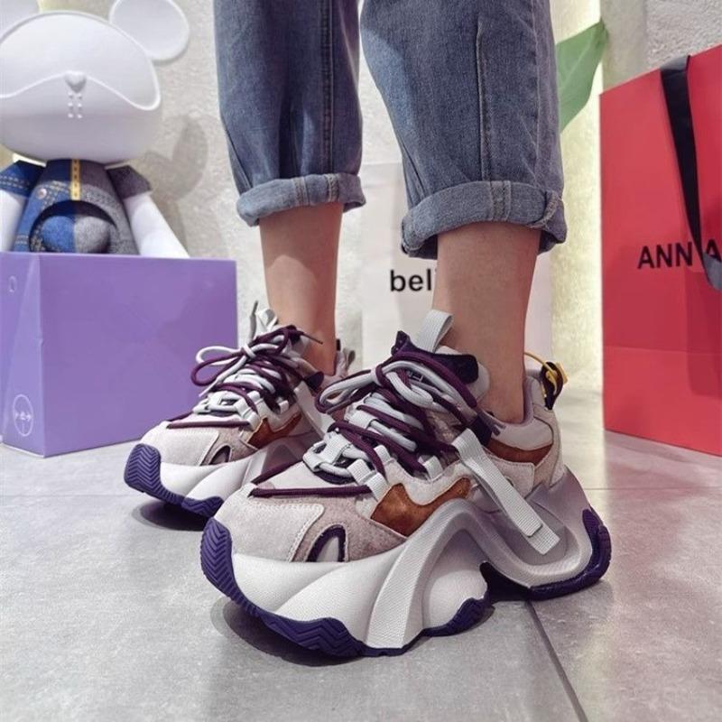 Autumn Women's Thick Sole Dad Shoes  Casual Chunky Sneakers for Women Height Increase Versatile Athleisure Footwear