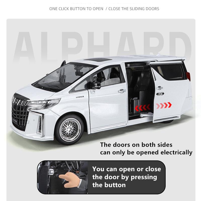 Large Size 1/18 Toyota Alphard MPV Alloy Car Model Diecast Metal Toy Vehicles Car Model Simulation Sound and Light Children Gift