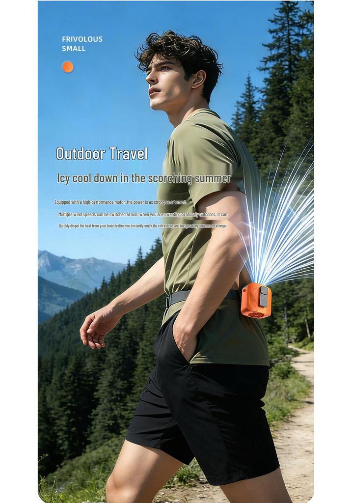 USB Rechargeable Waist Fan: High-Speed, Long Battery Life, 100 Speed Settings, Portable for Outdoors