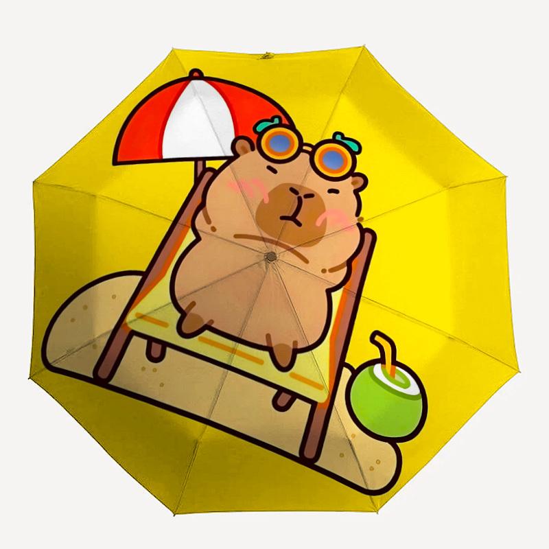 

1pc Summer Vacation Capybara Umbrella - Portable Home Essential, Durable Iron Frame with Rod Structure, Fashion Lovers y250910044
