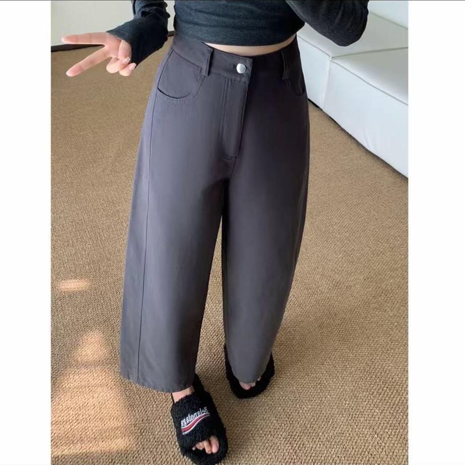 

2025 Winter Petite Slimming Straight-Leg Pants for Women - Black Coffee Color S [80-94 lbs] серый