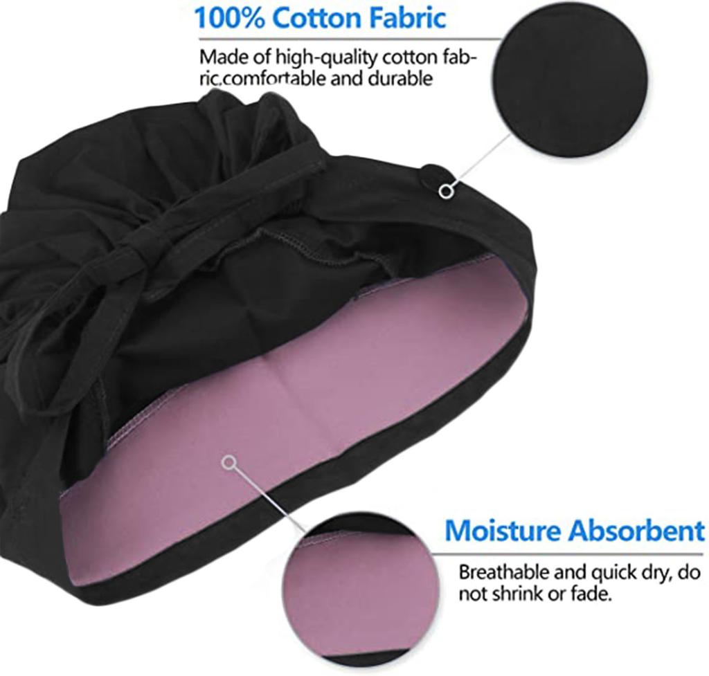 Scrub Cap With Buttons Bouffant Hat With Sweatband for Womens and Mens