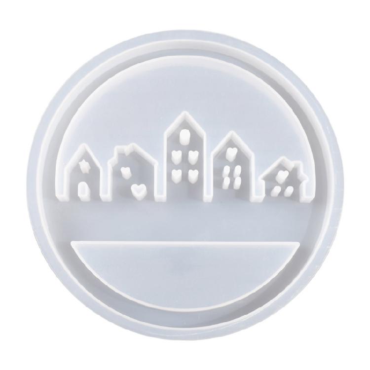 Runde Haus Silikonformen mit Basisformen für Gipsdekorationen, Kranz Silikonformen mit Basisformen