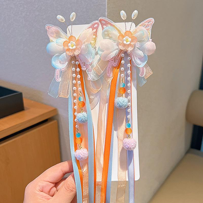 Mid-Autumn Hanfu Fairy Hair Clip - Women's & Children's Ancient Style Floral Tassel, Sweet Accessory for Girls