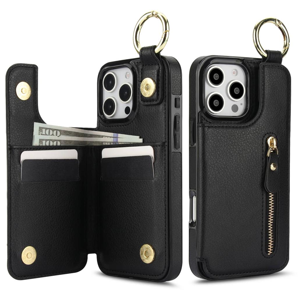 For iPhone 16 15 14 13 12 11 Pro Max 13 12 Mini X XS Max XR SE Wallet Case with Card Holder,Premium Leather Magnetic Clasp Cover