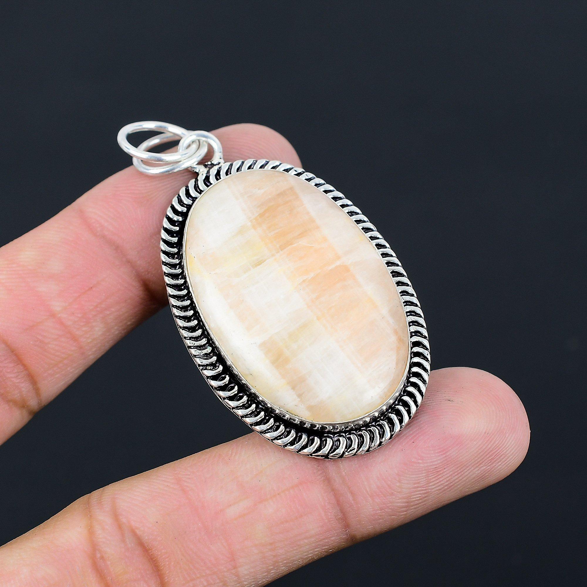 Natural Scolecite Sterling Silver Sister Crown Chakra Elegant Pendant Jewelry