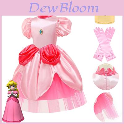 Costume Ufficiale Cosplay Super Mario per Bambini Elegante e Comodo Set Vestito Rosa