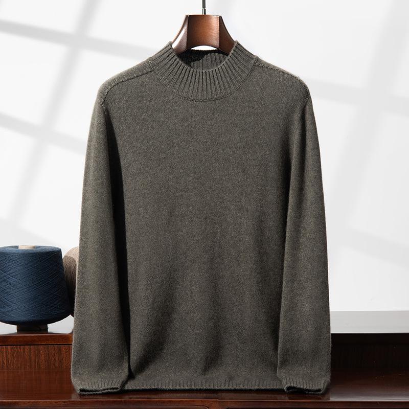 Men's High Neck Thickened Cashmere Sweater: Loose Fit, Plus Size, Warm Knit Base Layer for Autumn/Winter.