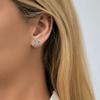 1 Pair Stud Earrings Four-Leaf Clover Design Micro-Setting High Clarity Cubic Zirconia Sparkling Earrings Jewelry Gift