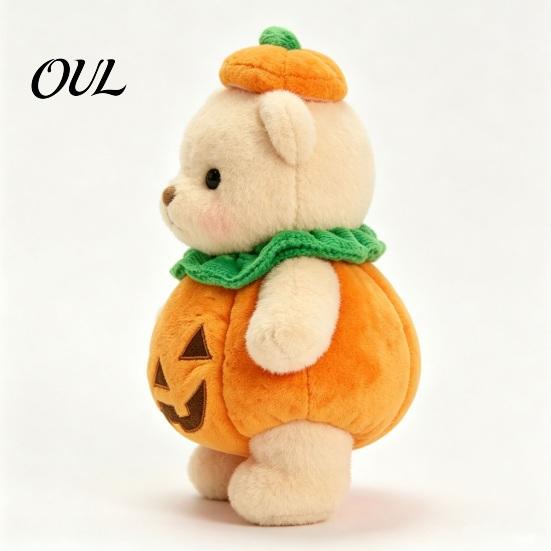 Plush Doll for Toddlers Halloween Pumpkin Bear Toy, Soft Stuffed Animal Kids, Cute Gift Kids Huggable Pillow Fall Holiday Home Decor Skin Friendly Toy