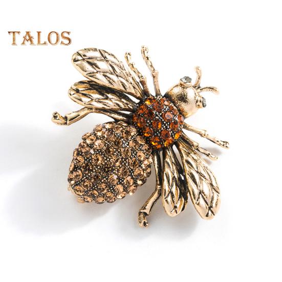 Unisex Brooch Bee Shape Alloy Rhinestone Decor Anti-slip Bag Coat Collar Hat Scarf Decoration Clothes Pin Party Prom Garment Jewelry