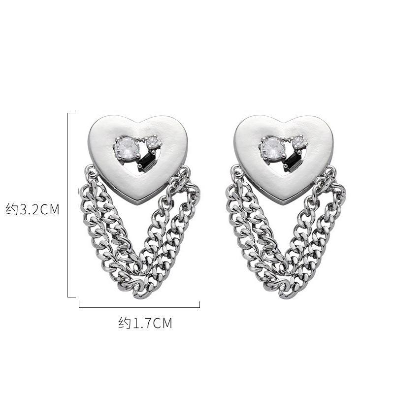 European and American light luxury niche earrings 925 love silver needle earrings trendy versatile temperament studs