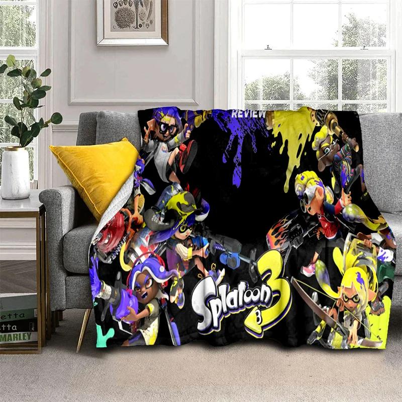 Cartoon PC Gamer 3D Games Splatoon Blanket,Soft Throw Blanket for Home Bedroom Bed Sofa Picnic Travel Office Cover Blanket Kids
