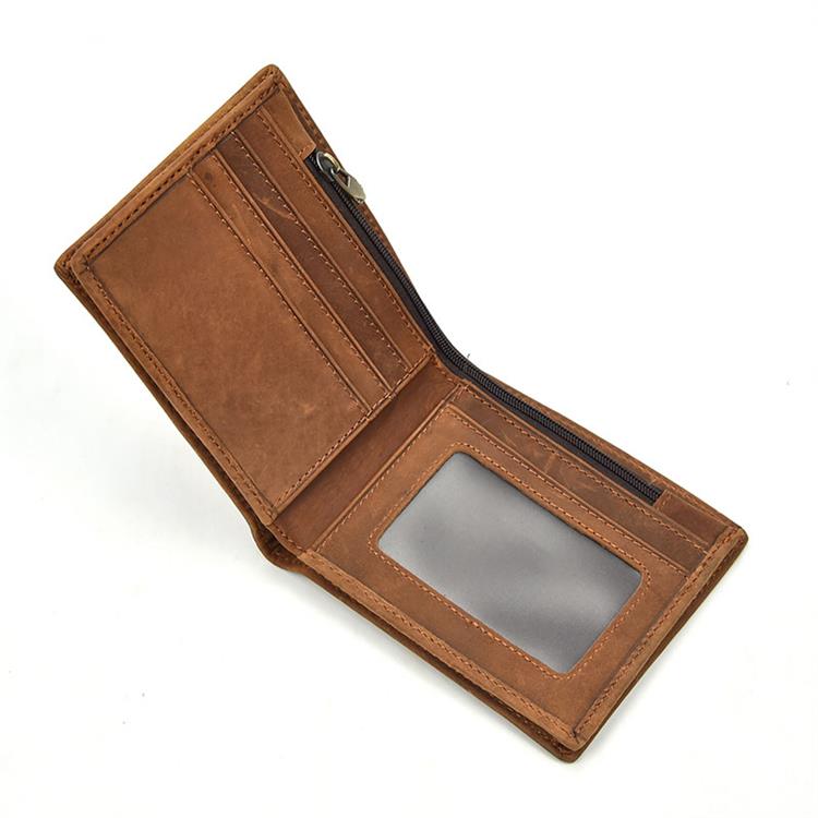 Crazy Horse Leather Men's Short Wallet Gift For Men Male Brand Designer Mans Coin Purse Retro Fashion Men Slim Card Purse Thick
