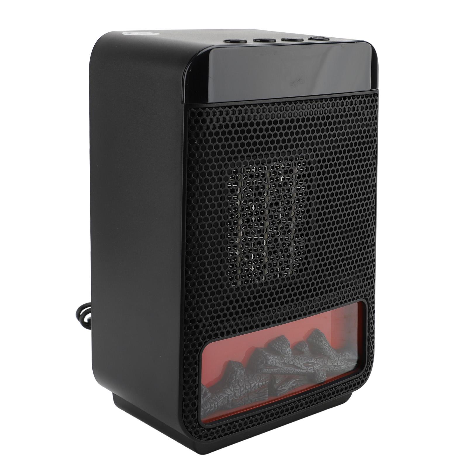 Space Heater 1000W PTC Ceramic Fast Heating Desktop Portable Electric Heater with 3D Realistic Flame Light for Bedroom Office US