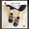 British style loafers women's new thick-heeled small leather shoes winter velvet retro single shoes trend