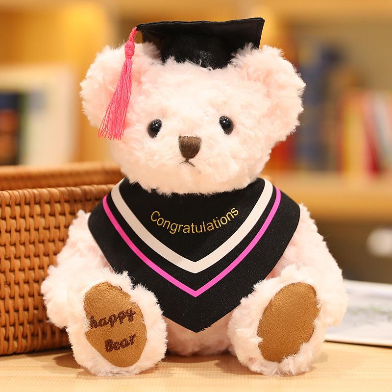 New British Doctor Teddy Bear Plush Toy Doll Graduation Gift Souvenir for Friends Brown Bear