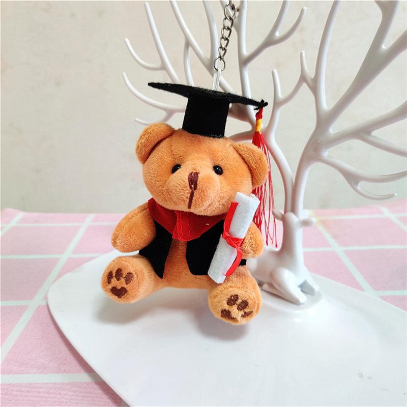 Doctor Bear Plush Toy Reading Bear Doll Keychain Pendant Student Graduation Memorial Small Gift Doll