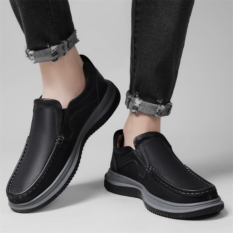 Genuine Leather Slip-On Loafers Comfortable Moccasins Driving Shoes Breathable Male Casual Flats All-match Mens Dress Footwear