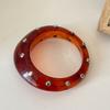 Vintage Geometric Chunky Punk Jewelry Fashion Retro Bangle Irregular Rivet Resin Bracelet  Women