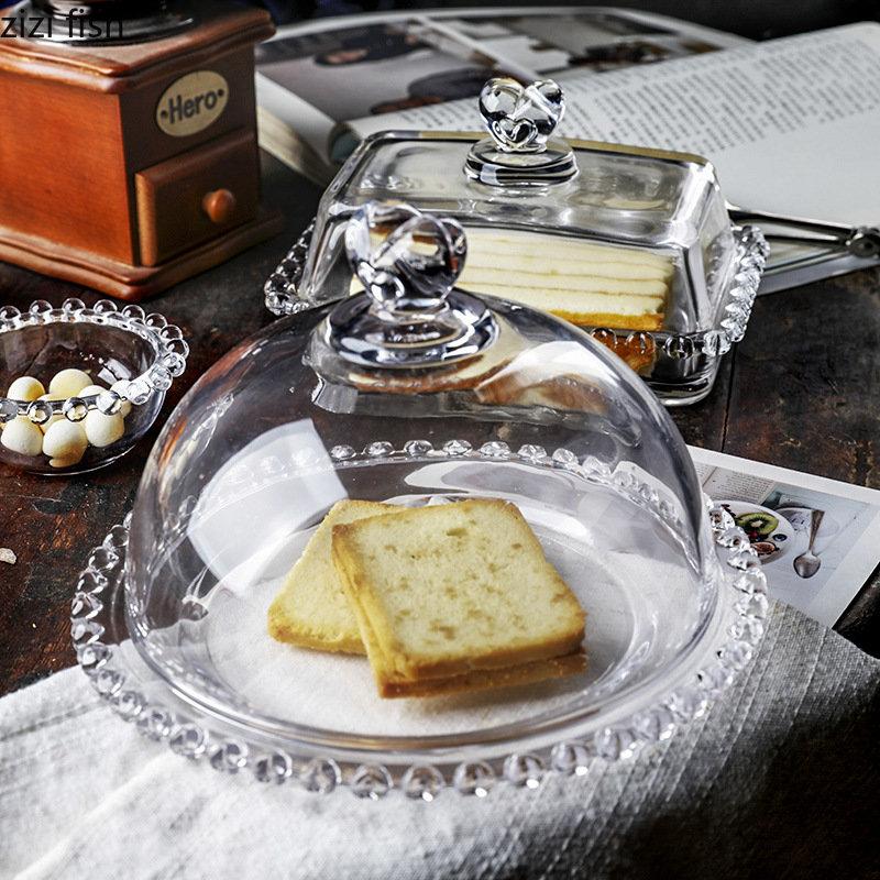 Vassoio per Torta in Vetro con Coperchio Piatto per Pane Piatto per Dessert Piatto Dim Sum Vassoi Espositori Vassoio in Vetro Teglia per Torta Alzata per Torta Piatto per Burro Ciotola