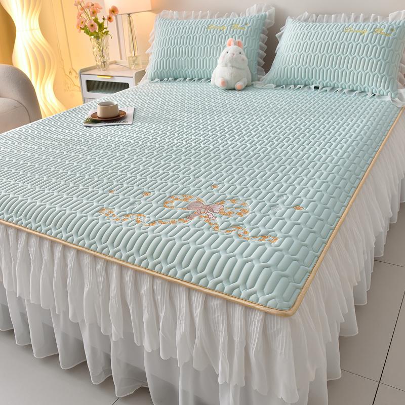 Summer New Ice Silk Latex Summer Mat Bed Skirt Three-Piece Washable Single Student Mattress