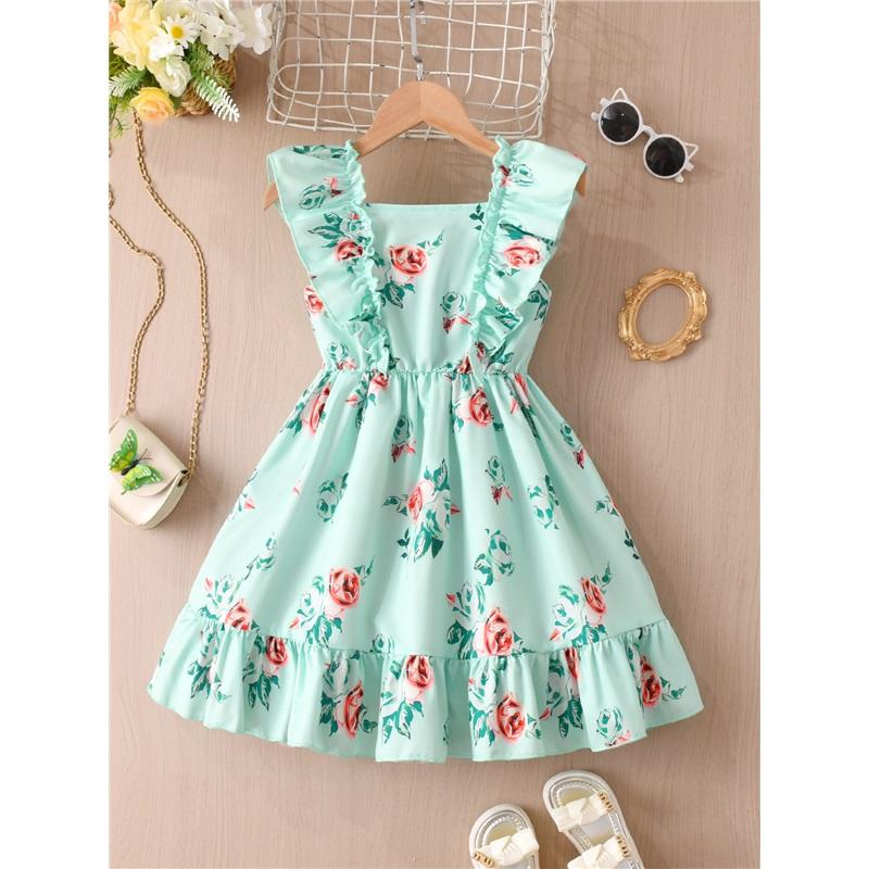 

Sweet Green Dress For Girls - Summer Children s Fashionable Princess Dress 3-4Y
