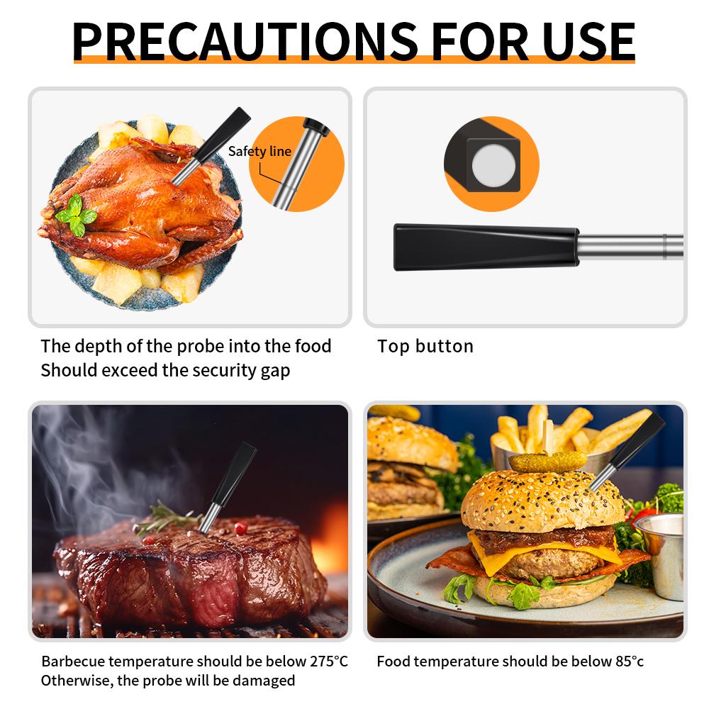 Bluetooth BBQ Thermometer Digital Temperature Tester Smart Wireless Kitchen Meat Food Thermometer for Cooking Oven Grill