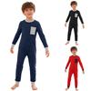 Unisex-Jumpsuit für Kinder mit besonderen Bedürfnissen, adaptive Kleidung, Rundhalsausschnitt, lange Ärmel, reißfester Rücken, verdeckter Reißverschluss, Tasche.