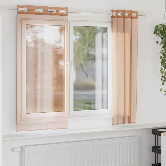 VidaXL Rideaux en voile avec œillets 2 pcs terre cuite, rideau en filet, rideau transparent, voile de fenêtre, traitement de 4102138