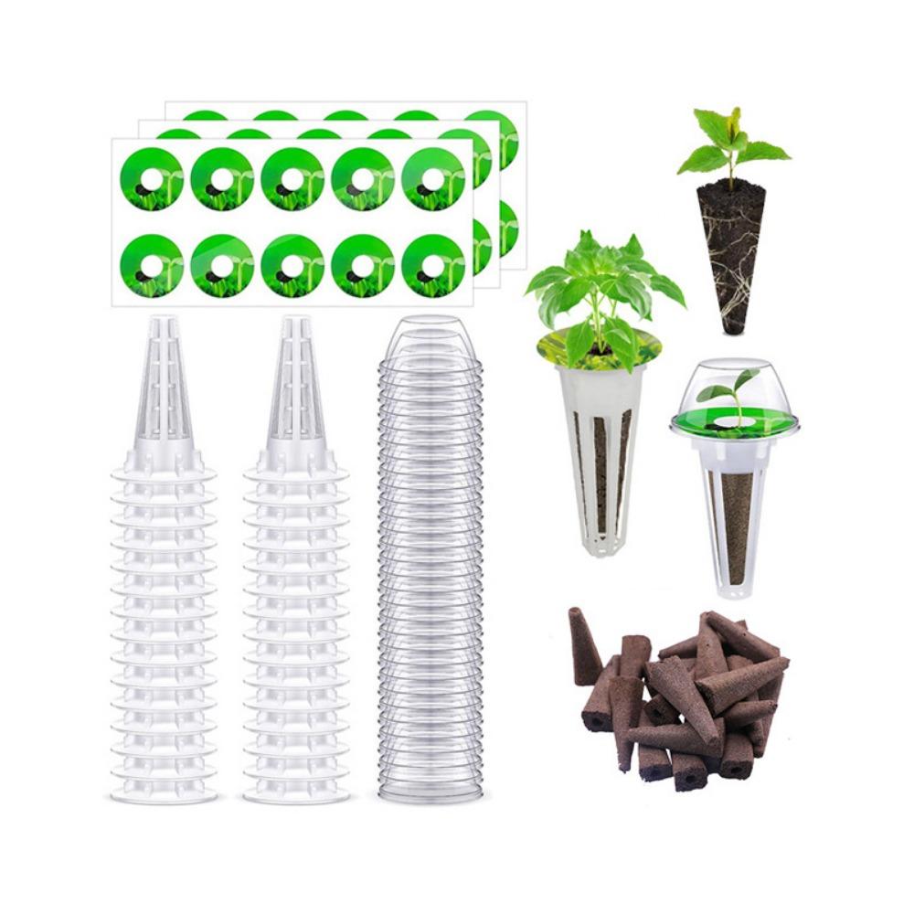 

120pcs Insulation Lids Hydroponic Net Cup Transparent Round Planting Basket