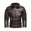 European and American Men's Leather Jacket with A Collar for Warmth and Plus Size Motorcycle Men's Jacket