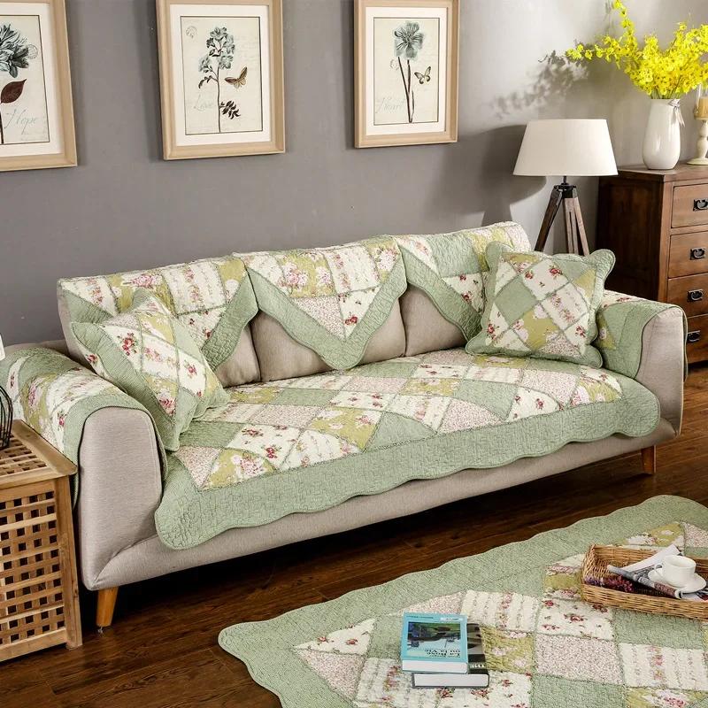 

Противоскользящий чехол для дивана с решетчатым рисунком, подушка, которую можно стирать в машине, модульный модный коврик для дивана, свежий маленький чехол для дивана с цветочным рисунком 70*70cm