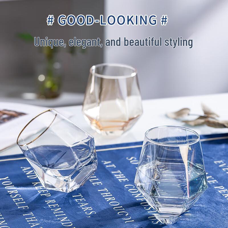 Changbaosen Electroplated Hexagonal Diamond Glass Cup Set (5 Pcs)