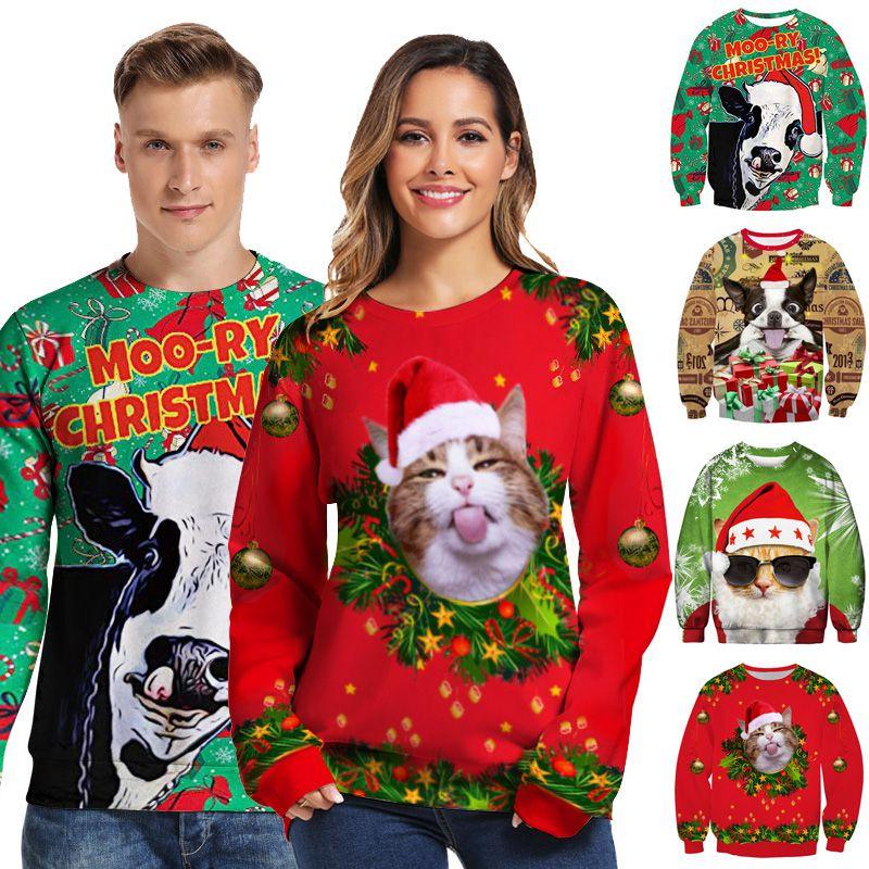 Luxuriously Soft Women Christmas Sweater Santa Claus Cat Dog Xmas Jumper Top